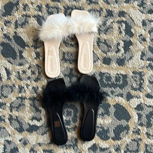 Old Hollywood glam fur slip ons sz 8